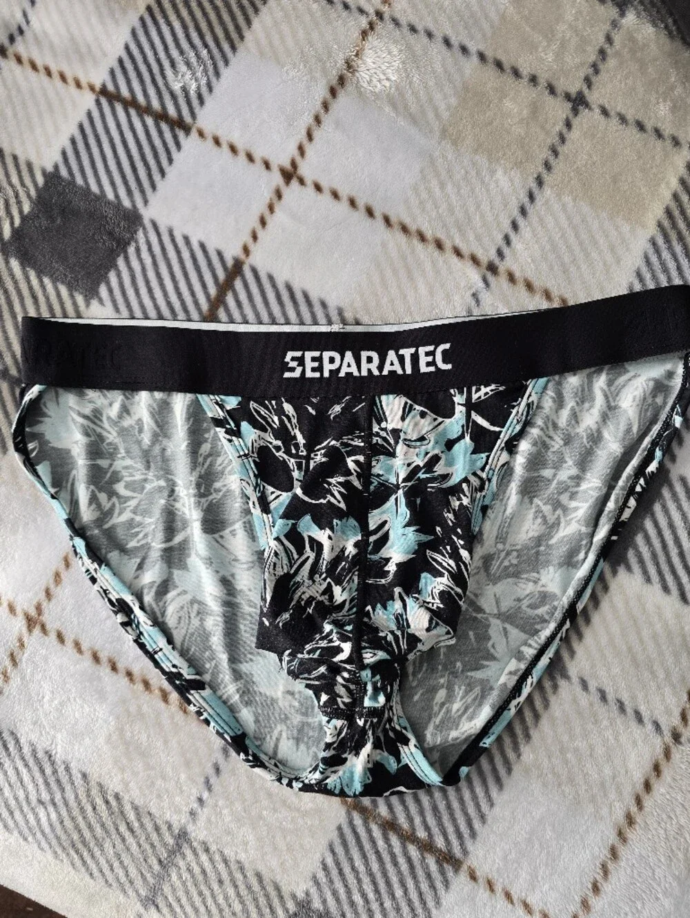 SEPARATEC Floral Print Bikini Briefs in Black and Aqua